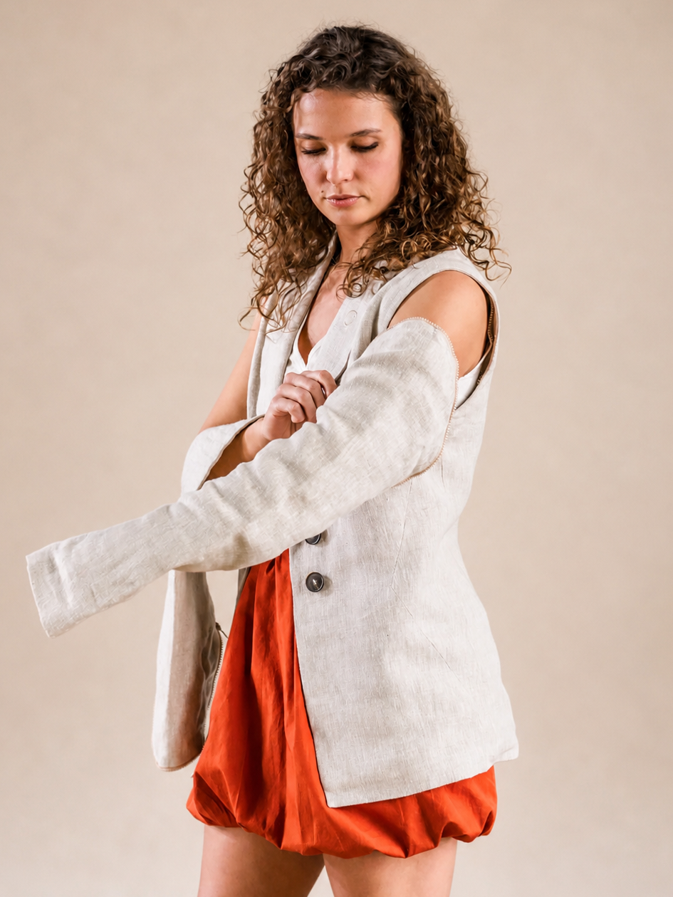 N°4 Blazer/Gilet Lin naturel