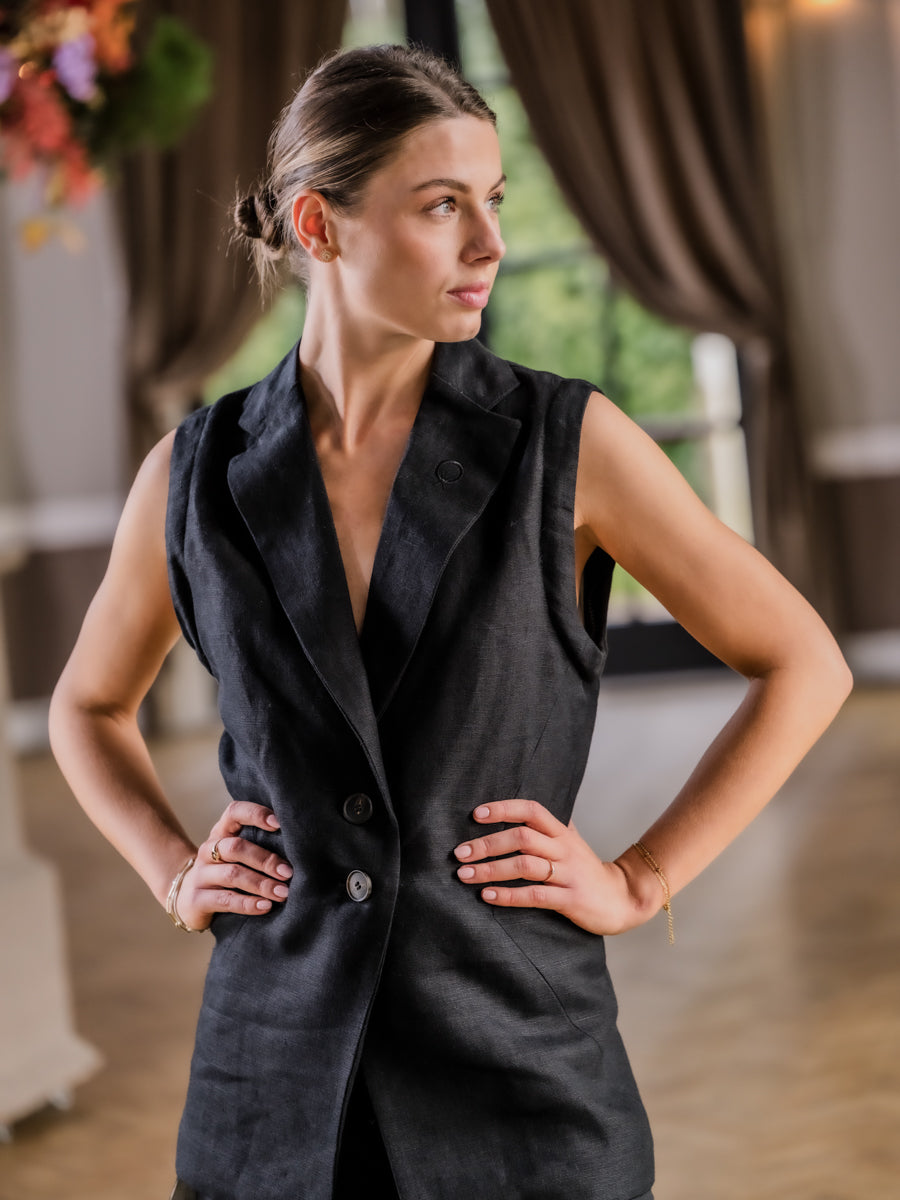 N°4 Blazer/Gilet Lin Noir