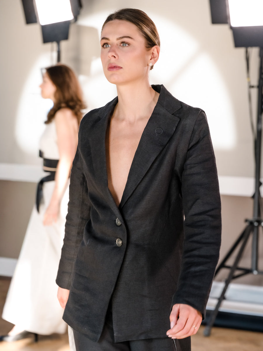 N°4 Blazer/Gilet Lin Noir